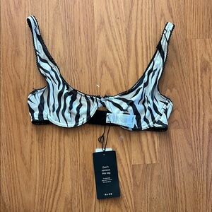 Black and White Zebra Print Bra with Underwire and Molded Cups